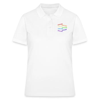 SHALOM RAINBOW WATERFALL - Geschenkidee - Frauen Polo Shirt - Weiß - Vorne - Ailine (174cm)