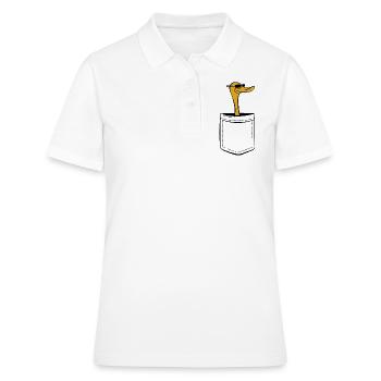 Mon canard dans ma poche - poche poitrine - Polo Femme - blanc - Devant - Ailine (174cm)
