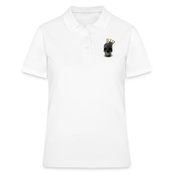 Crâne noir avec dents en or et couronne 3D - Polo Femme - blanc - Devant - Ailine (174cm)