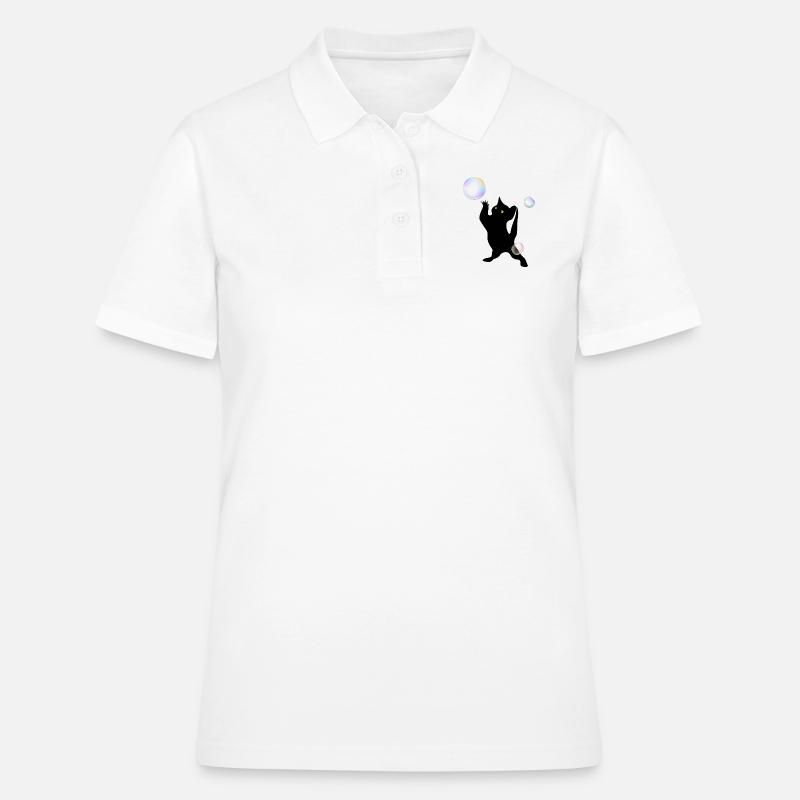 Cat discovering bubbles - Women's Polo Shirt - white