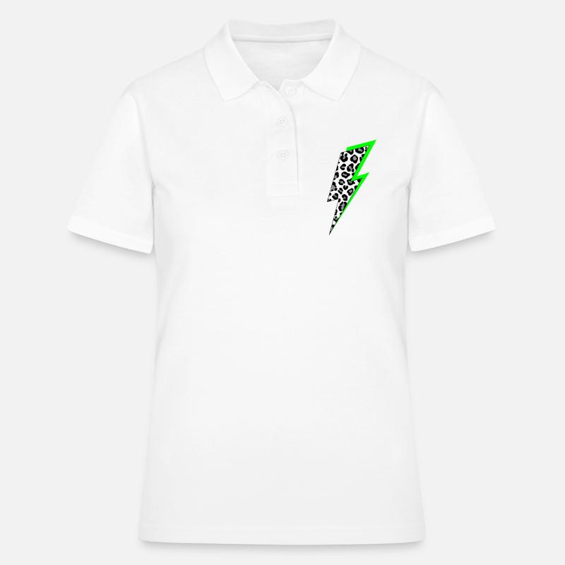 Motif léopard éclair avec ombre néon - Polo Femme - blanc