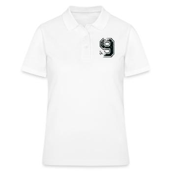 Numero 9 Équipe Foot baseball basket université - Polo Femme - blanc - Devant - Ailine (174cm)