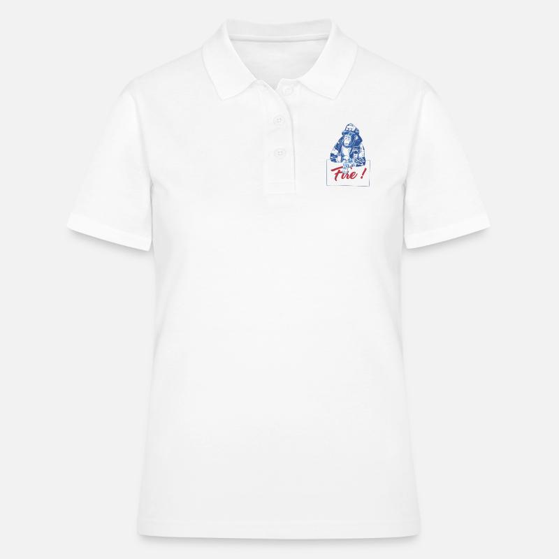 Chimpanzee Fire Monkey Monkey Firefighter Illustration - Women's Polo Shirt - white