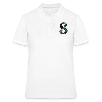 Lettre s marbré vert - Polo Femme - blanc - Devant - Ailine (174cm)