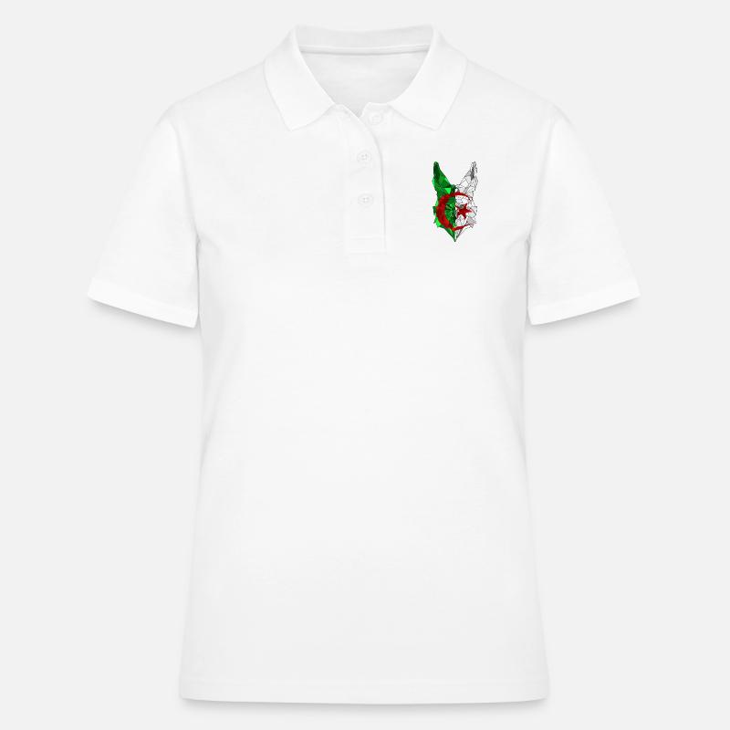Fennec et drapeau de l'Algérie en polysphère 3 - Polo Femme - blanc