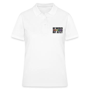 Nie wieder ist jetzt - Frauen Polo Shirt - Weiß - Vorne - Ailine (174cm)