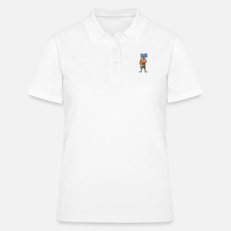 Garçon de poisson avec un dessin animé de drapeau de poisson - Polo Femme - blanc