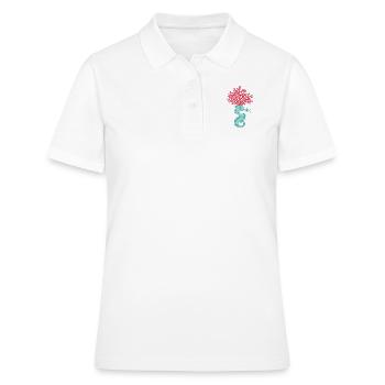 Hippocampe avec un corail sur la tête - Polo Femme - blanc - Devant - Ailine (174cm)