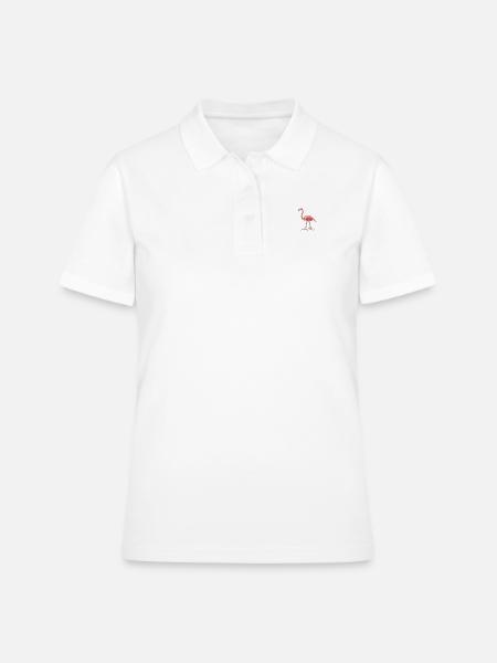 Flamingo - Frauen Polo Shirt - Weiß