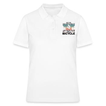 Never Underestimate An Old Man On A Bicycle Men - Polo Femme - blanc - Devant - Ailine (174cm)