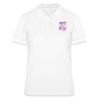 Das Mama-Leben rocken - Frauen Polo Shirt - Weiß - Vorne - Ailine (174cm)