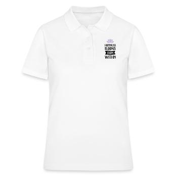 Happiness Blooms From Within - Polo Femme - blanc - Devant - Ailine (174cm)