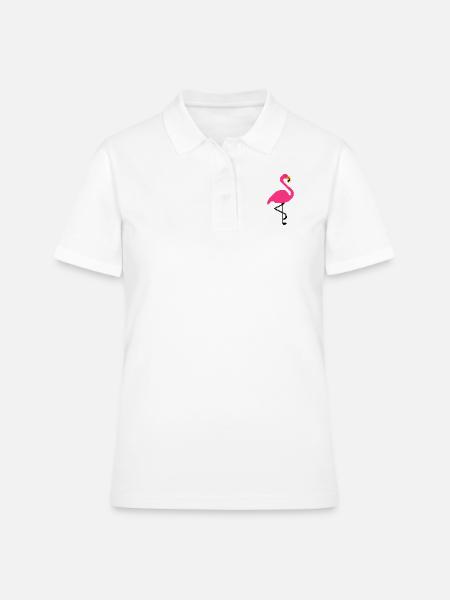 Flamingo PIxel Art - Polo Femme - blanc