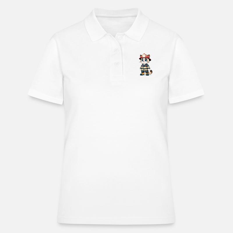 Chat mignon pompier - Polo Femme - blanc