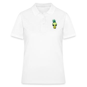 Ananas-Haar Alien: Grün & Lustig - Frauen Polo Shirt - Weiß - Vorne - Ailine (174cm)