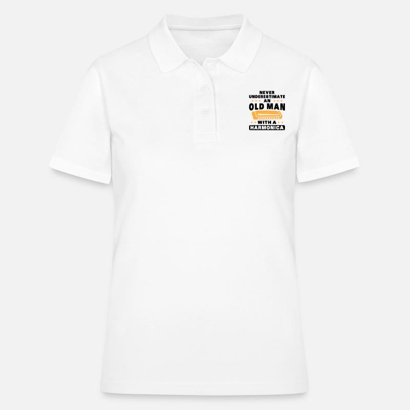 An old man with a harmonica - Women's Polo Shirt - white