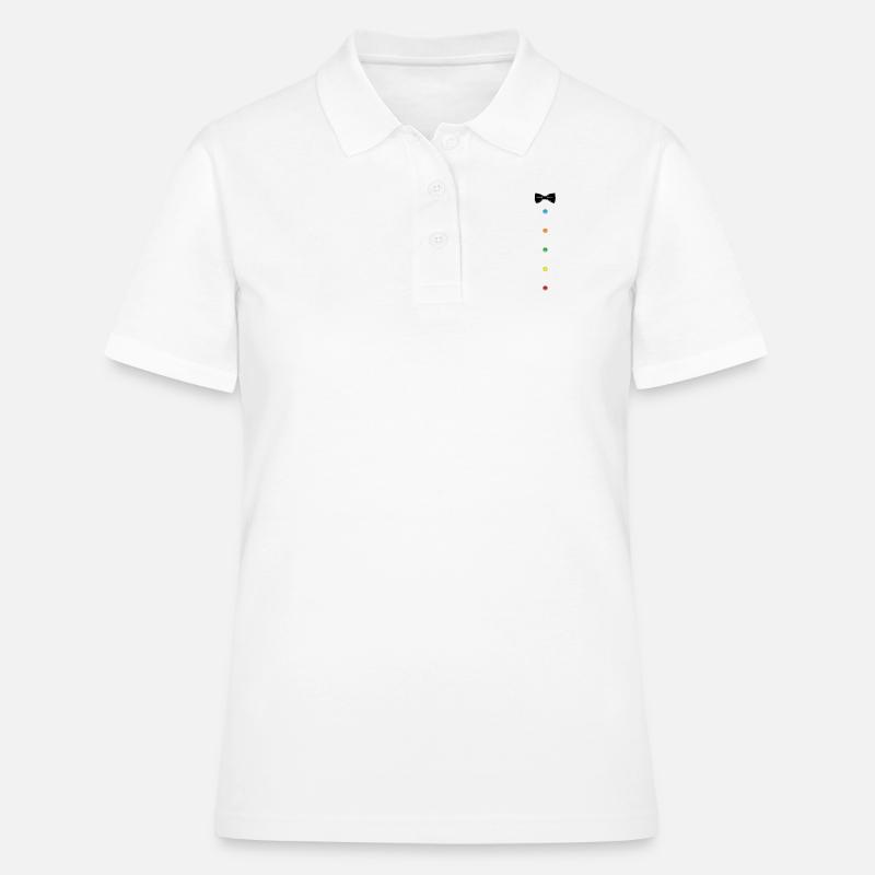 bow tie with vintage button - Women's Polo Shirt - white