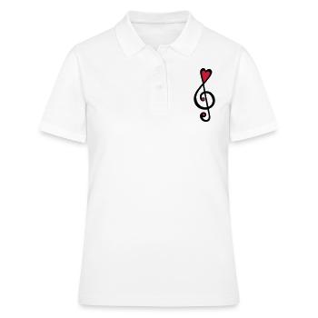 Musique, notes, coeur, classique, clé de sol, - Polo Femme - blanc - Devant - Ailine (174cm)
