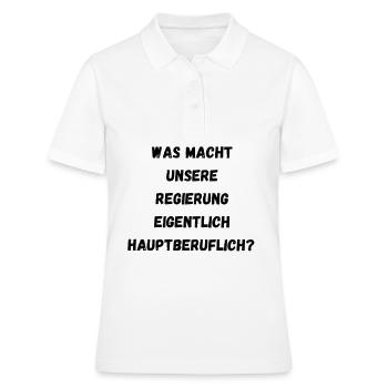 Was macht unsere Regierung - Frauen Polo Shirt - Weiß - Vorne - Ailine (174cm)