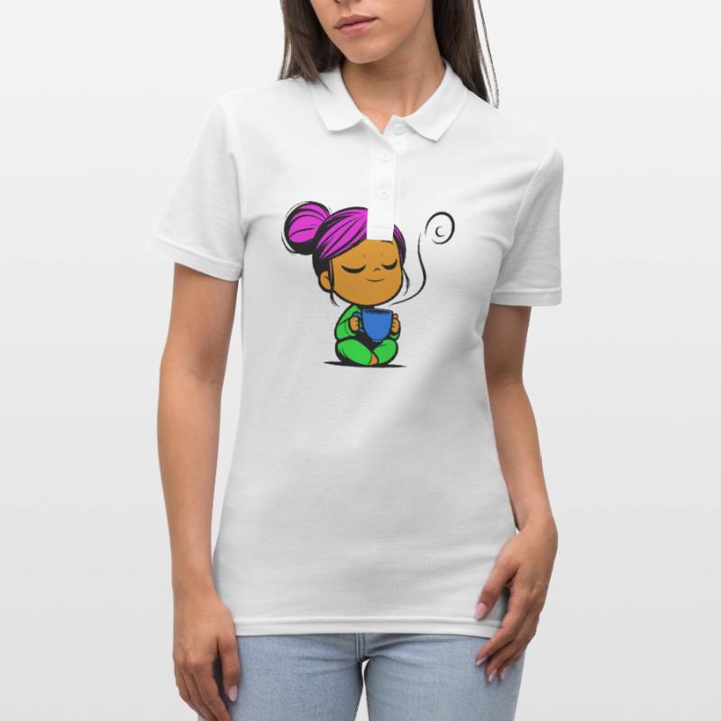 Tassmine enspannt mit einer Tasse Tee oder Kaffee Frauen Polo Shirt