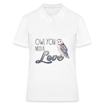 Boho Hibou Uhu partenaire amour waldtier Doux Câlin - Polo Femme - blanc - Devant - Ailine (174cm)