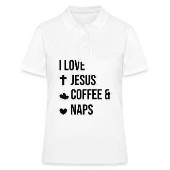 Jésus Café Christ Foi Croix Chrétienne - Polo Femme - blanc - Devant - Ailine (174cm)