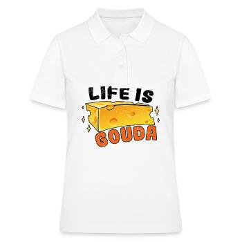 Fromage Käsefan Amateur de fromage Gouda Fromage à pâte dure - Polo Femme - blanc - Devant - Ailine (174cm)