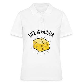Fromage Käsefan Amateur de fromage Gouda Fromage à pâte dure - Polo Femme - blanc - Devant - Ailine (174cm)