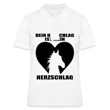 Pferde Herzschlag Reiten Hufe Hufeisen Herz Pony - Frauen Polo Shirt - Weiß - Vorne - Ailine (174cm)