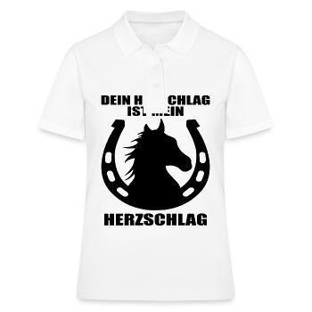 Pferde Herzschlag Reiten Hufe Hufeisen Herz Pony - Frauen Polo Shirt - Weiß - Vorne - Ailine (174cm)