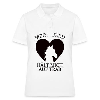 Mein Pferd hält mich auf Trab - Frauen Polo Shirt - Weiß - Vorne - Ailine (174cm)