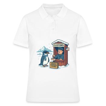 Lustiger Pinguin Cartoon Zölle und Satire - Frauen Polo Shirt - Weiß - Vorne - Ailine (174cm)