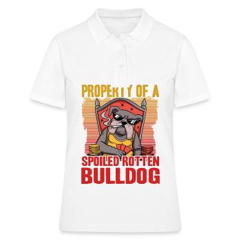 Propriété d’un bouledogue pourri gâté - Polo Femme - blanc - Devant - Ailine (174cm)