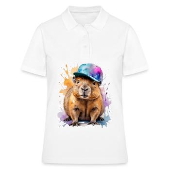 Capybara Snapback Cap Imprimé Animal Coloré - Polo Femme - blanc - Devant - Ailine (174cm)