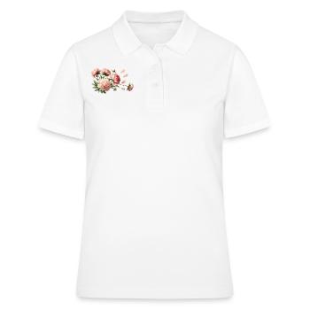 Romantische rosa Pfingstrosen - Frauen Polo Shirt - Weiß - Vorne - Ailine (174cm)