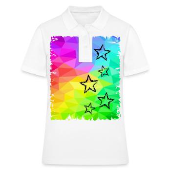 étoiles colorées dégradé arc-en-ciel couleurs - Polo Femme - blanc - Devant - Ailine (174cm)