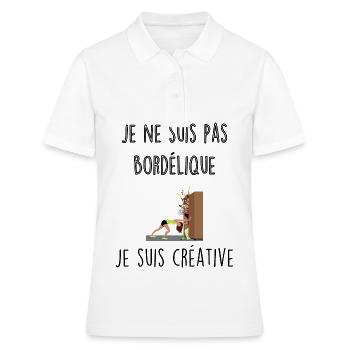 Je ne suis pas bordélique, je suis créative - Polo Femme - blanc - Devant - Ailine (174cm)