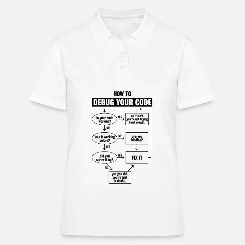 Programming Code Coding Funny Debug Gift - Women's Polo Shirt - white