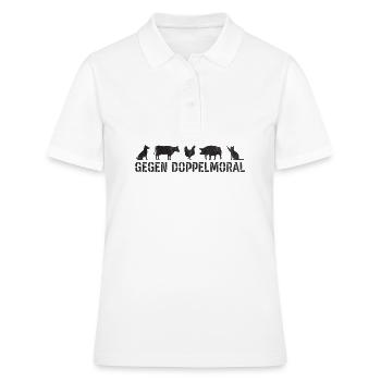 Gegen Doppelmoral - Tierschutz Tierschützer - Frauen Polo Shirt - Weiß - Vorne - Ailine (174cm)