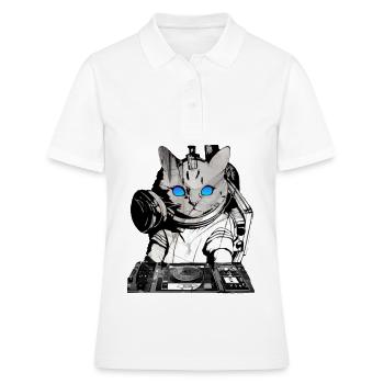 DJ cat avec table de mixage - Polo Femme - blanc - Devant - Ailine (174cm)