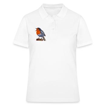 Illustration du merle sur textile - Polo Femme - blanc - Devant - Ailine (174cm)