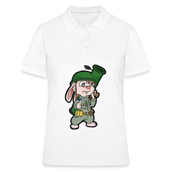 Bundeswehr Hase Häschen Militär Panzerfaust Armee - Frauen Polo Shirt - Weiß - Vorne - Ailine (174cm)