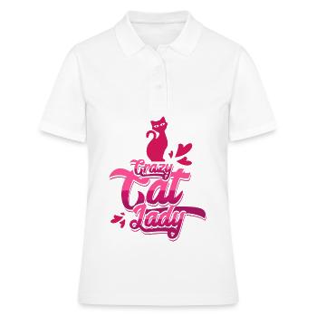 Crazy Cat Lady - Polo Femme - blanc - Devant - Ailine (174cm)