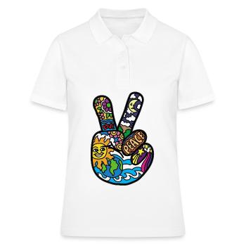 Friedenszeichen Peace und Frieden Hanzeichen - Frauen Polo Shirt - Weiß - Vorne - Ailine (174cm)