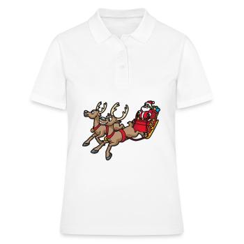 Weihnachtsmann mit Rentier und Schlitten - Frauen Polo Shirt - Weiß - Vorne - Ailine (174cm)
