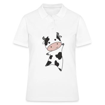 Vache veau bébé animal de ferme doux animal pour les enfants - Polo Femme - blanc - Devant - Ailine (174cm)