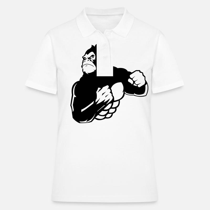 gorille - Polo Femme - blanc