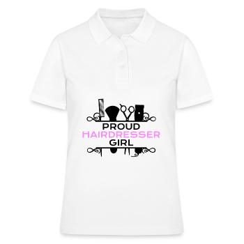 fier coiffeur fille - Polo Femme - blanc - Devant - Ailine (174cm)