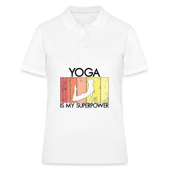 Le yoga, c’est mon super-pouvoir - Polo Femme - blanc - Devant - Ailine (174cm)