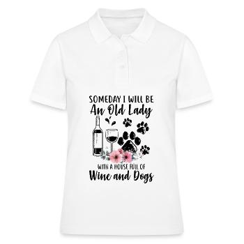 Vieille dame avec une maison pleine de vin et de chiens - Polo Femme - blanc - Devant - Ailine (174cm)